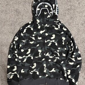 Black Camo Full Zip Shark Hoodie